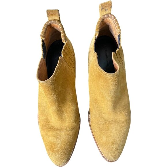 Alexander Wang Kori Bootie Boots Cut Out Block Heel Suede Camel Shoes 39 US 9 - Picture 10 of 12